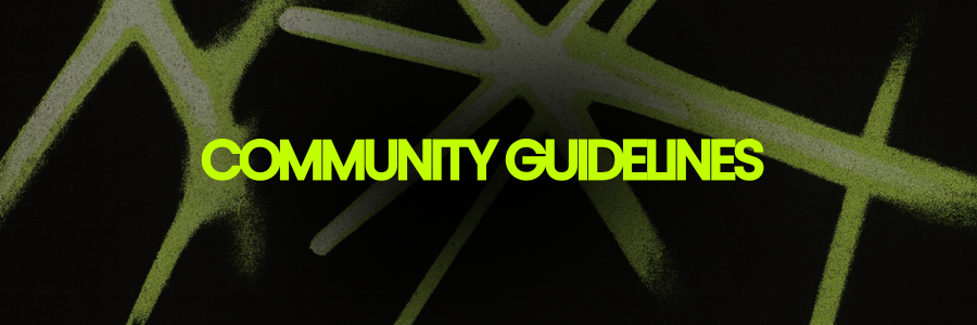 Header banner for the Gigevate Community Guidelines featuring neon green branding on a dark background
